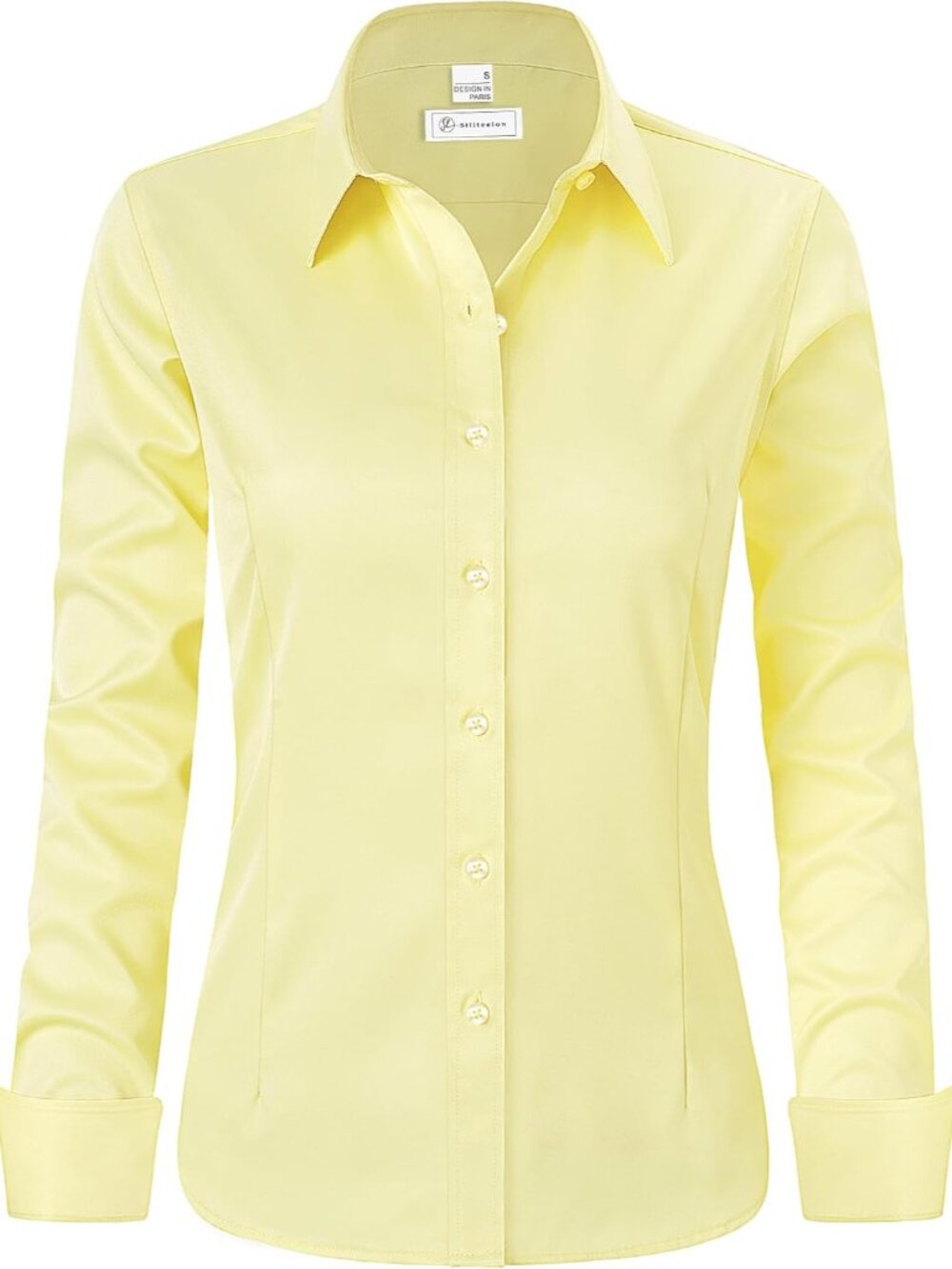 Womens Classic-Fit Dress Shirts Long Sleeve Button Down Wrinkle-Free Stretch Sol